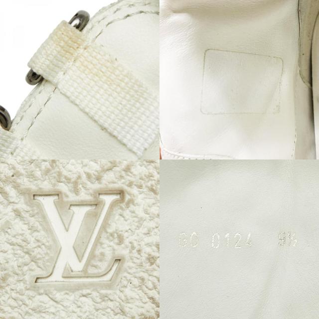 ルイ ヴィトン ダミエ ミドルカット スニーカー サイズ9 1/2 ホワイト ブラック レザー メンズ LOUIS VUITTON 【中古】