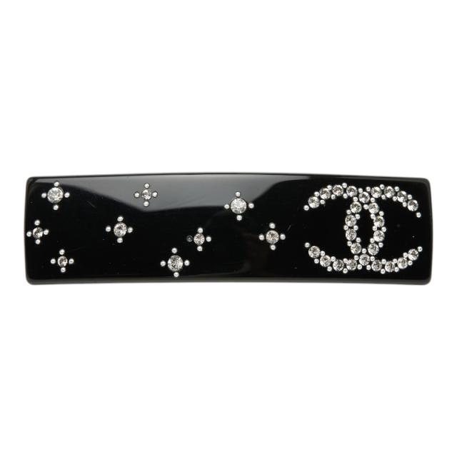 シャネル ココマーク ラインストーン バレッタ ヘアアクセサリー ブラック シルバー ゴールド プラスチック メッキ CHANEL 【中古】