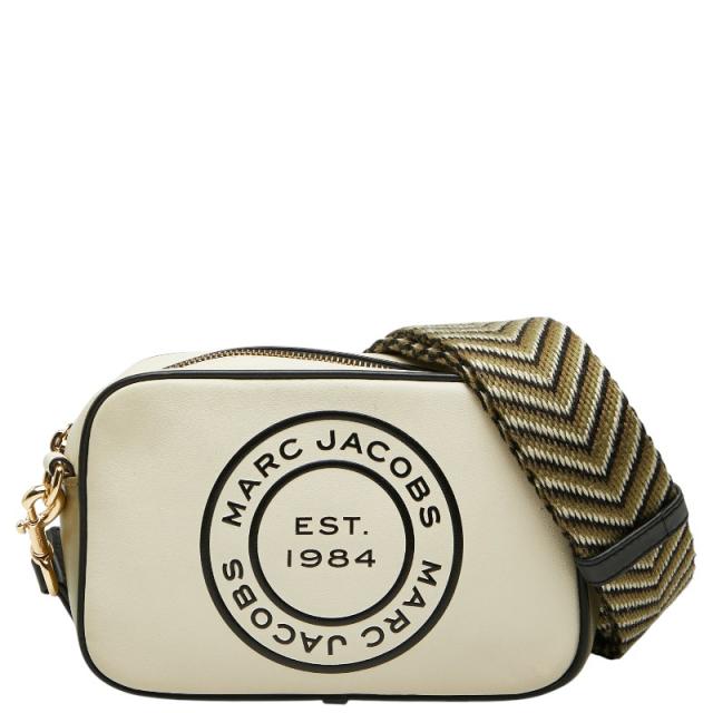 マークジェイコブス 斜め掛け ロゴ ショルダーバッグ カメラバッグ アイボリー レザー レディース MARC JACOBS 【中古】