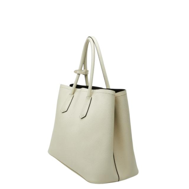 プラダ 三角ロゴプレート キュイール ダブルバッグ トートバッグ B2756T ホワイト アイボリー サフィアーノレザー PRADA 【中古】_1