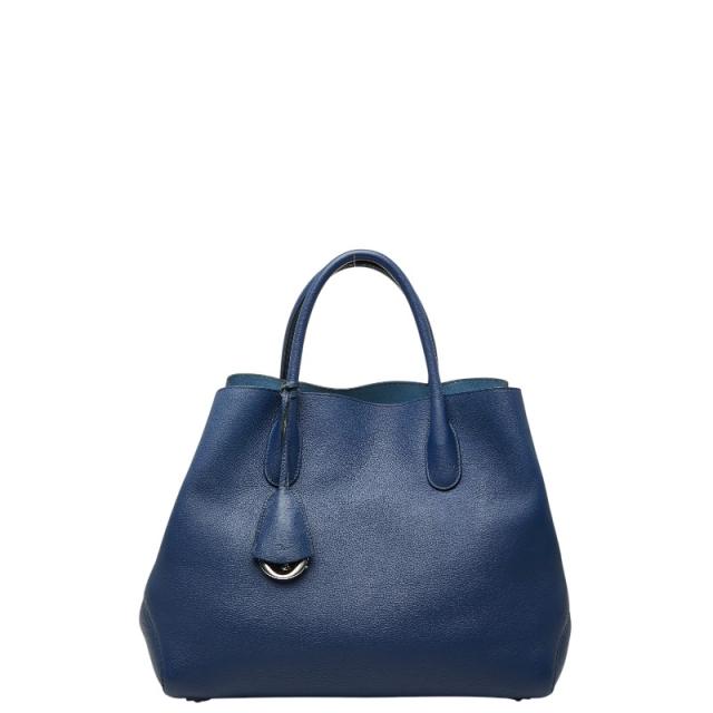 ディオール オープンバー トートバッグ ハンドバッグ ネイビー レザー レディース Dior 【中古】