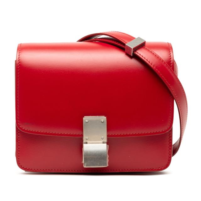 セリーヌ クラシックボックス スモール ショルダーバッグ レッド レザー レディース CELINE 【中古】