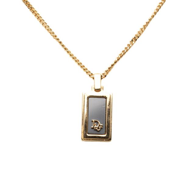 ディオール CDロゴ ネックレス ゴールド ブラック メッキ レディース Dior 【中古】