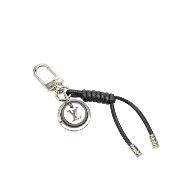 ルイ ヴィトン ダミエ グラフィット バッグチャーム キーホルダー レザーロープ M67224 ブラック メタル PVC LOUIS VUITTON 【中古】