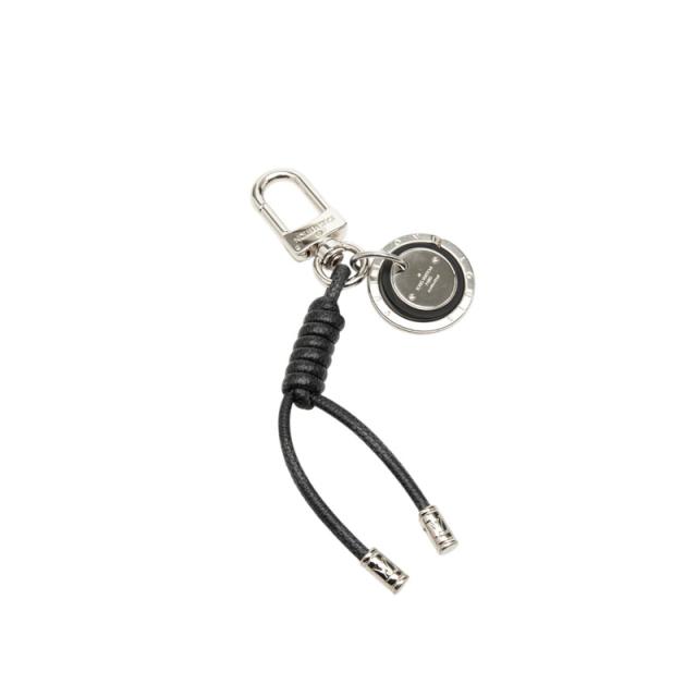 ルイ ヴィトン ダミエ グラフィット バッグチャーム キーホルダー レザーロープ M67224 ブラック メタル PVC LOUIS VUITTON 【中古】_1