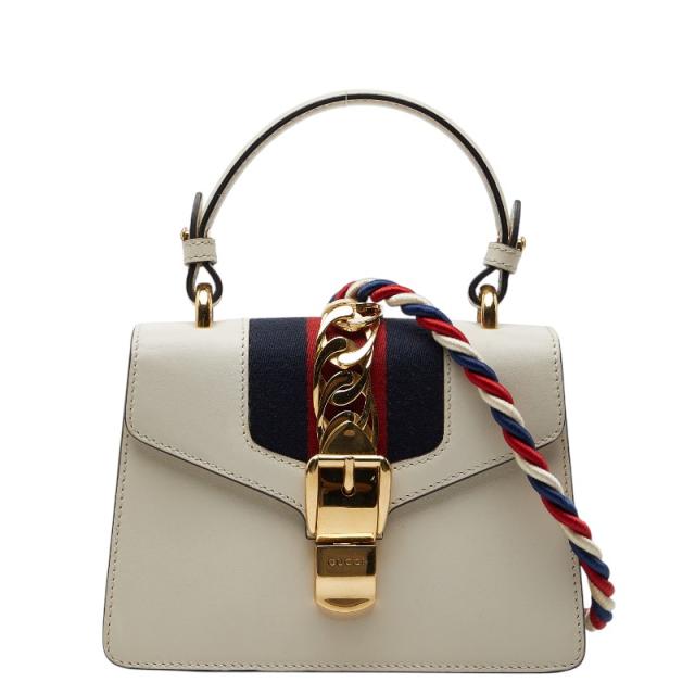 グッチ シルヴィ ミニハンドバッグ ショルダーバッグ 2WAY 470270 ホワイト レザー レディース GUCCI 【中古】