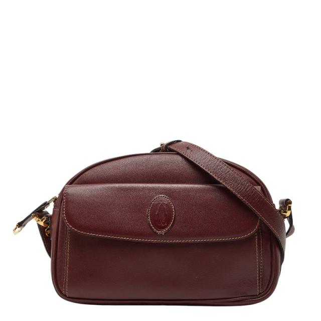 □ Cartier カルティエ チェーンショルダーバッグ レザー ボルドー 