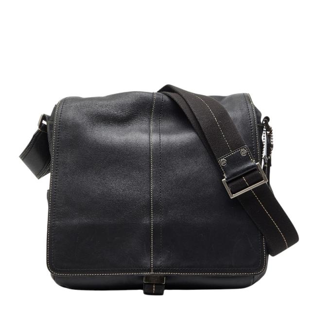 コーチ ショルダーバッグ メッセンジャーバッグ 斜め掛け F05A02 ブラック レザー メンズ COACH 【中古】