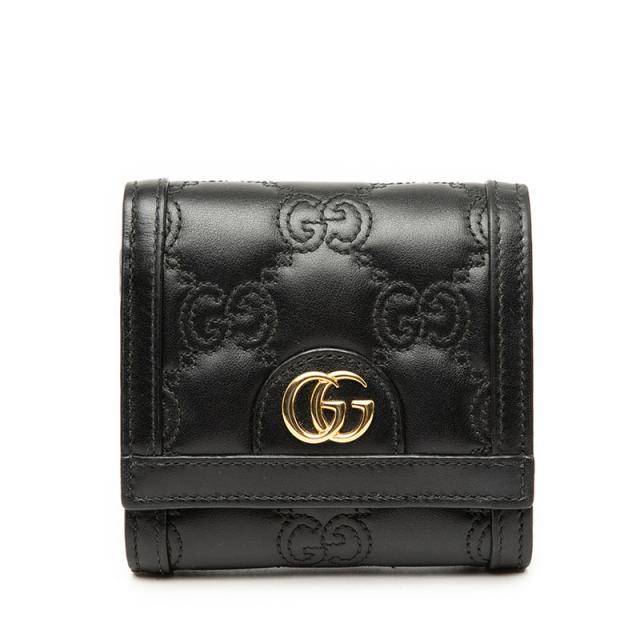 グッチ GGマトラッセ GGロゴ 二つ折り財布 723799 ブラック レザー レディース GUCCI 【中古】