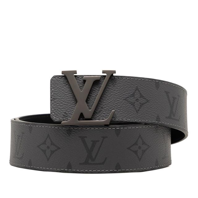 ルイ ヴィトン モノグラム エクリプス ベルト LVイニシャル 40MM リバーシブル 95/38 M0285 グレー ブラック LOUIS VUITTON 【中古】