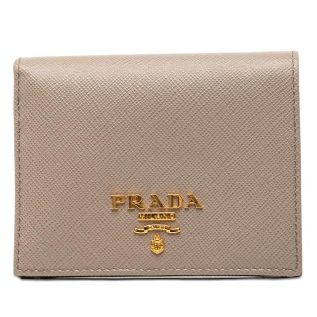 プラダ 二つ折り財布 グレー マルチカラー サフィアーノレザー レディース PRADA 【中古】