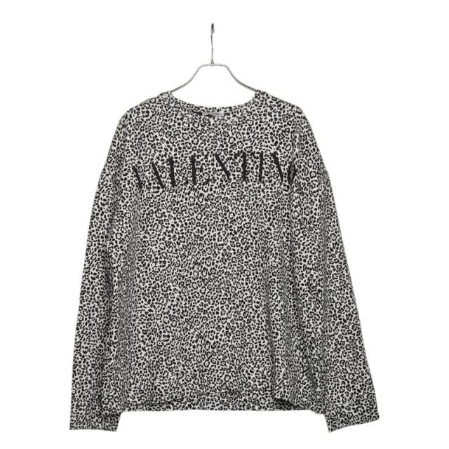 ヴァレンティノ ロゴプリント レオパード スウェット トレーナー サイズ L ブラック ホワイト コットン ポリウレタン VALENTINO 【中古】