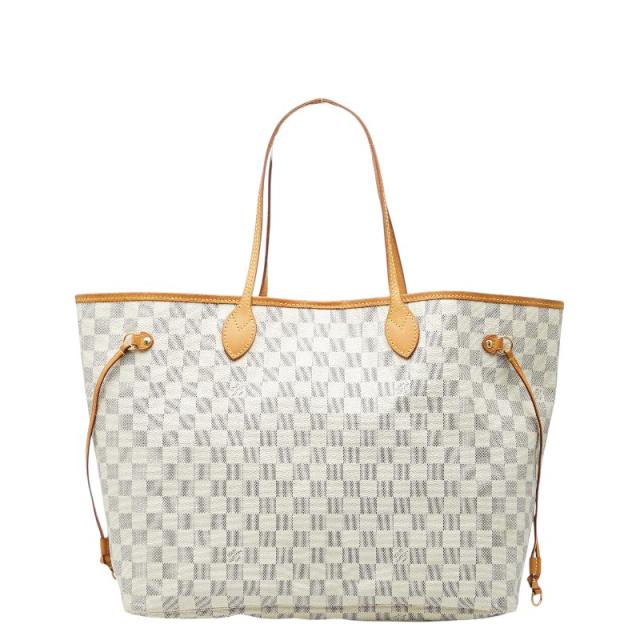 ルイ ヴィトン ダミエ アズール ネヴァーフルGM ショルダーバッグ トート N51108 ホワイト ブラウン PVC レザー LOUIS VUITTON 【中古】