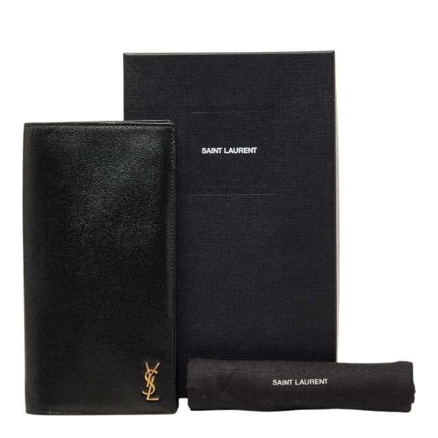 サンローラン YSLロゴ 二つ折り 長財布 ブラック レザー レディース SAINT LAURENT 【中古】_9