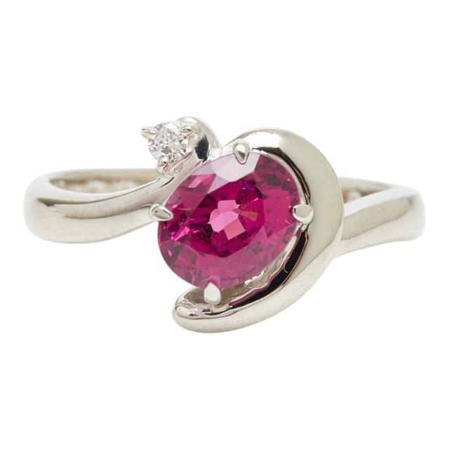 Pt900 プラチナ ガーネット1.32ct ダイヤ0.03ct リング 指輪 レディース 11号 中古