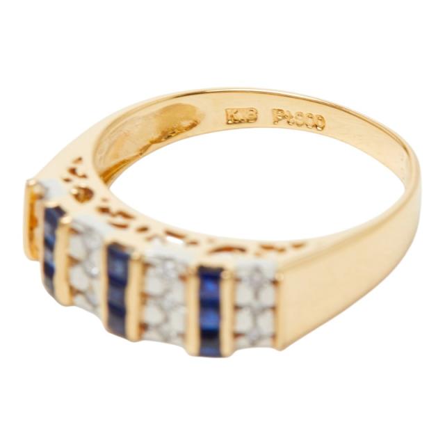 K18YG イエローゴールド Pt900 プラチナ サファイア0.40ct ダイヤ0.10ct リング 指輪 レディース 12号 中古_6