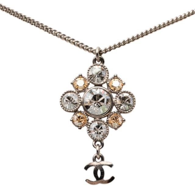 シャネル ココマーク チェーン ペンダント ネックレス C11V シルバー メタル ラインストーン レディース CHANEL 【中古】