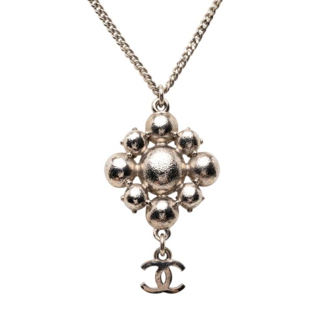 シャネル ココマーク チェーン ペンダント ネックレス C11V シルバー メタル ラインストーン レディース CHANEL 【中古】_1