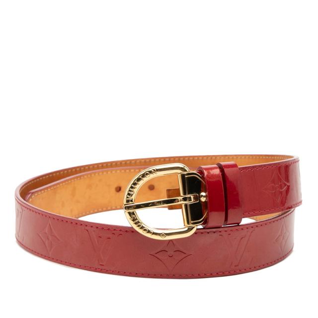 ルイ ヴィトン モノグラム ヴェルニ サンチュール ベルト サイズ:80/32 M6980 ポムダムール レッド LOUIS VUITTON 【中古】