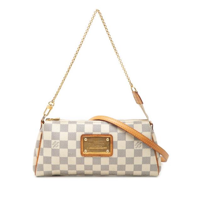 ルイ ヴィトン ダミエ アズール エヴァ ハンドバッグ ショルダーバッグ 2WAY N55214 ホワイト PVC レザー LOUIS VUITTON 【中古】