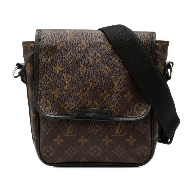 ルイ ヴィトン モノグラム マカサー バスPM 斜め掛け ショルダーバッグ M56717 ブラウン ブラック PVC レザー LOUIS VUITTON 【中古】