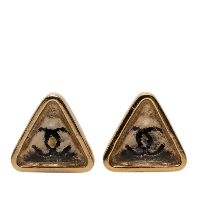 シャネル ココマーク ロゴ トライアングル ピアス 00C メッキ レディース CHANEL 【中古】