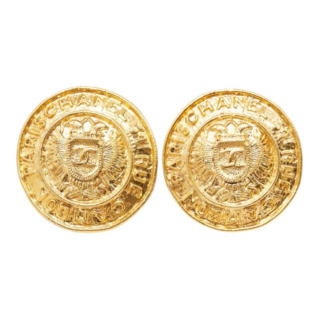 シャネル ココマーク ヴィンテージ ラウンド丸形 イヤリング ゴールド メッキ レディース CHANEL 【中古】_1