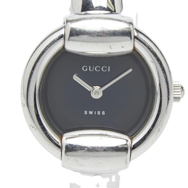 グッチ 腕時計 バングルウォッチ 1400L クオーツ ブラック文字盤 ステンレススチール レディース GUCCI 【中古】