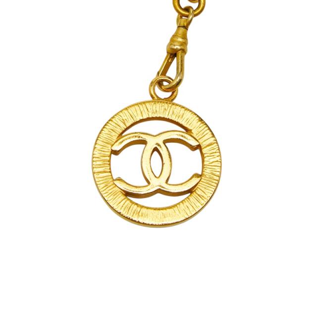 シャネル ココマーク ヴィンテージ チェーンベルト ゴールド ブラック レザー メッキ レディース CHANEL 【中古】_1