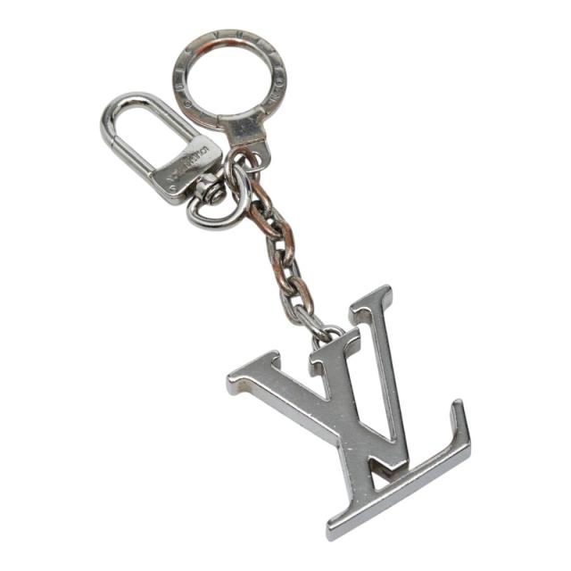 ルイ ヴィトン ポルト クレ イニシャル LV ロゴ キーリング キーホルダー バッグチャーム M65071 シルバー LOUIS VUITTON 【中古】
