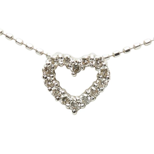 K18WG ホワイトゴールド ダイヤ0.15ct ハート モチーフ ネックレス レディース 中古_1