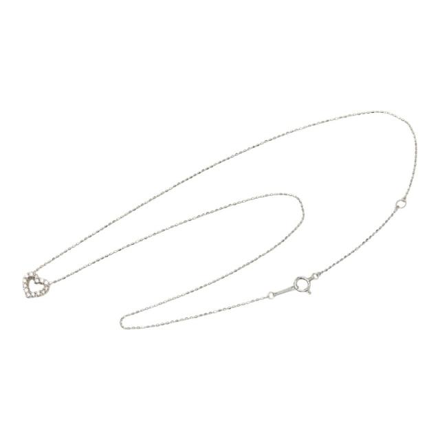 K18WG ホワイトゴールド ダイヤ0.15ct ハート モチーフ ネックレス レディース 中古_3