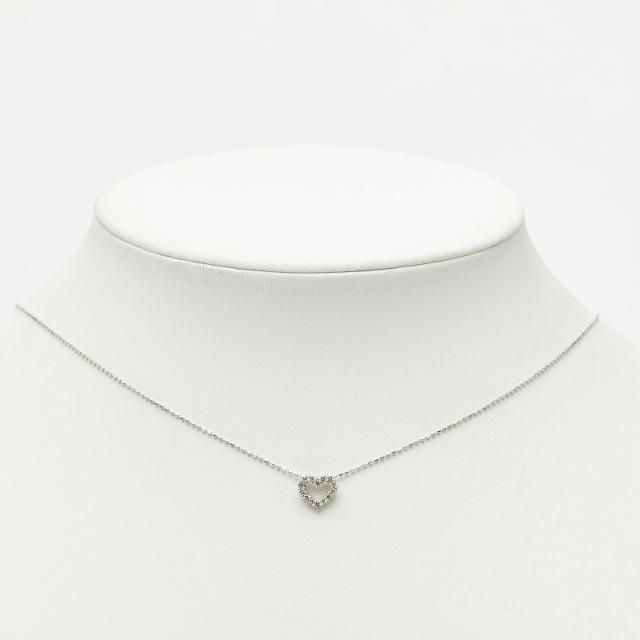 K18WG ホワイトゴールド ダイヤ0.15ct ハート モチーフ ネックレス レディース 中古_7