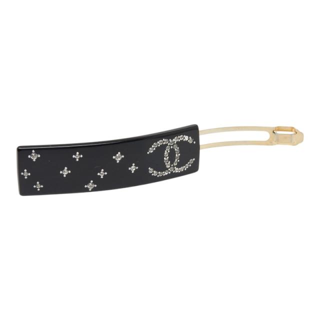 シャネル バレッタ ブラック プラスチック ラインストーン レディース CHANEL 【中古】_2