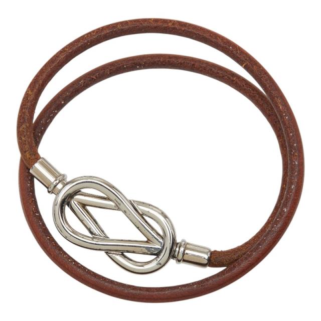 エルメス アタメ チョーカーブ レスレット ブラウン レザー レディース HERMES 【中古】