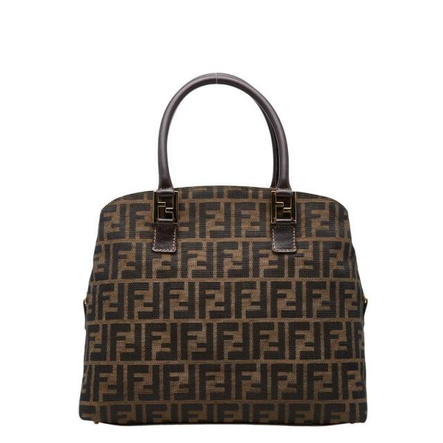 フェンディ ズッカ ハンドバッグ ベージュ ブラック キャンバス レディース FENDI 【中古】