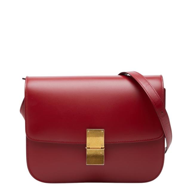 セリーヌ クラシックボックス ハンドバッグ 斜め掛け ショルダーバッグ レッド レザー レディース CELINE 【中古】