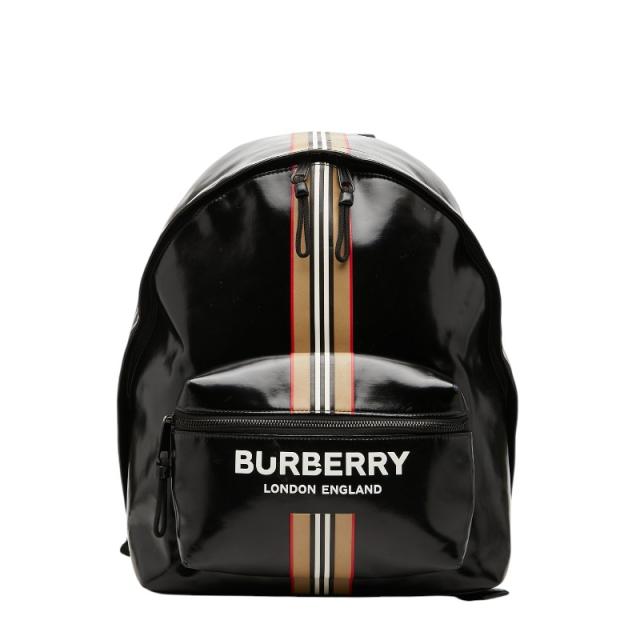 バーバリー ロンドン イングランド ロゴ リュック バックパック ブラック PVC メンズ レディース BURBERRY 【中古】