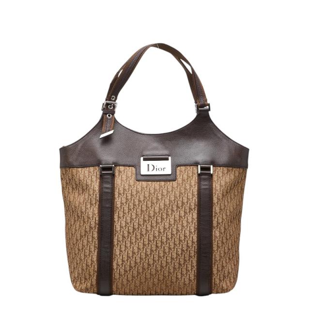 ディオール トロッター ストリートシック トートバッグ ハンドバッグ ベージュ ブラウン レザー キャンバス レディース Dior 【中古】