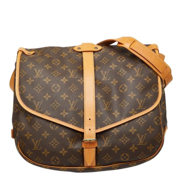 ルイ ヴィトン モノグラム ソミュール35 斜め掛け ショルダーバッグ メッセンジャーバッグ M42254 ブラウン LOUIS VUITTON 【中古】