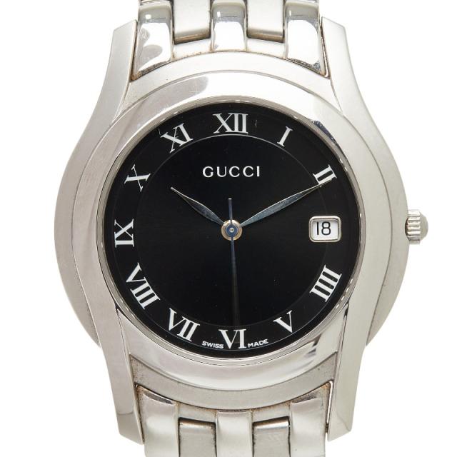 グッチ ウオッチ 5500M 石英 黒いこと文字記号盤 ステンレス鋼スチール写真 レディース GUCCI 【中古】