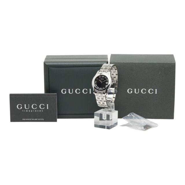 グッチ ウオッチ 5500M 石英 黒いこと文字記号盤 ステンレス鋼スチール写真 レディース GUCCI 【中古】