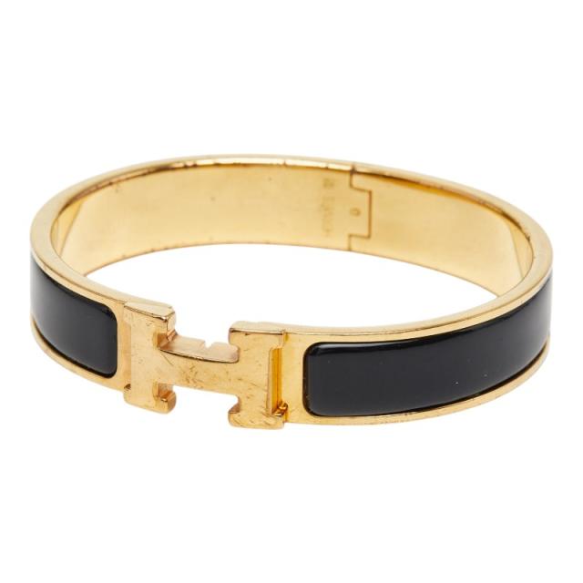 エルメス クリックH PM バングル ゴールド ブラック メッキ レディース HERMES 【中古】