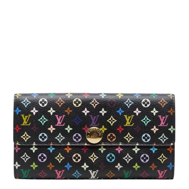 ルイ ヴィトン モノグラム ポルトフォイユ サラ 長財布 M60273 ノワール マルチカラー PVC レザー レディース LOUIS VUITTON 【中古】