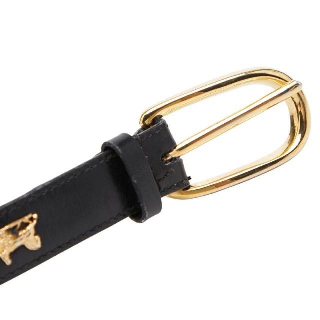 セリーヌ 馬車 ベルト サイズ 80 ブラック ゴールド金具 レザー レディース CELINE 【中古】_4