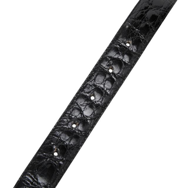 シャネル コッコドリーロ クロコ型押し ベルト 105/42 ブラック ゴールド レザー メンズ CHANEL 【中古】_4