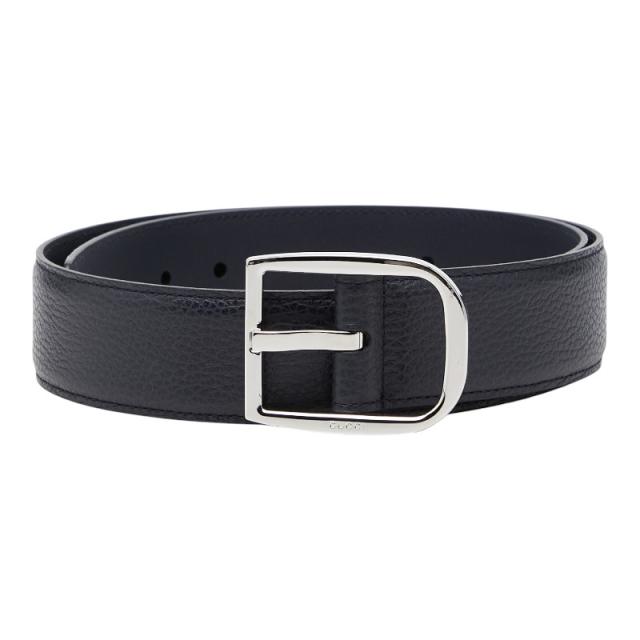 グッチ ベルト 85・34 449716 ネイビー レザー メンズ GUCCI 【中古】
