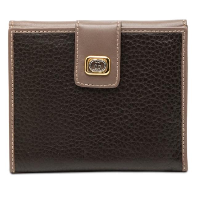 グッチ オールドグッチ 二つ折り財布 035 959 0322 ブラック ブラウン レザー レディース GUCCI 【中古】