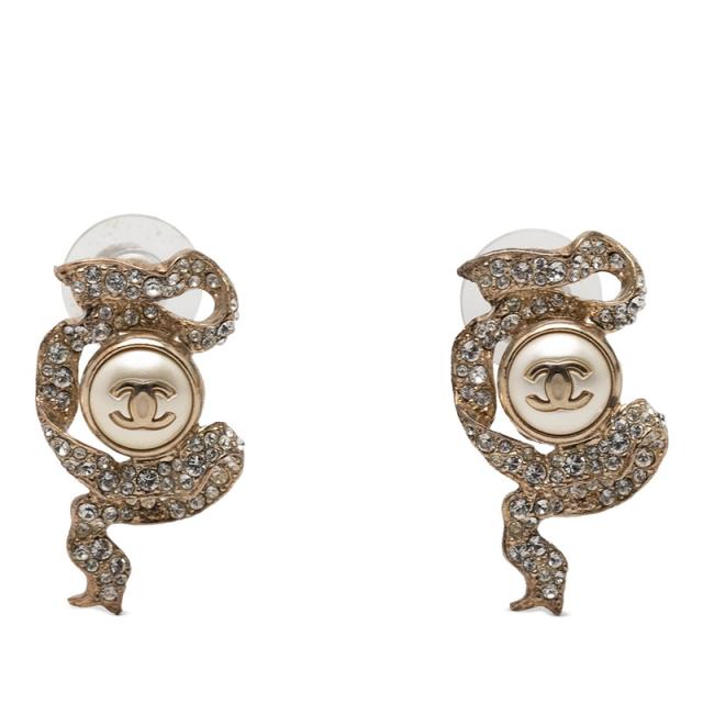 シャネル リボン ココマーク パール ピアス ココマーク CHANEL リボン