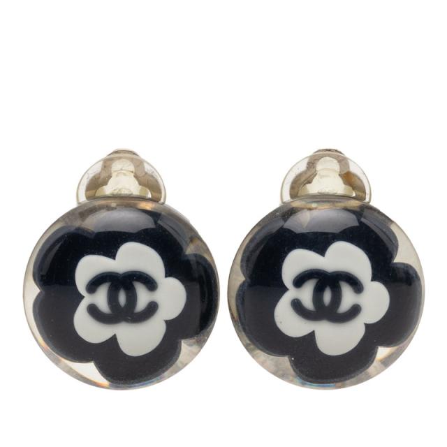 シャネル カメリア ココマーク イヤリング 04S シルバー ブラック ホワイト メタル レジン レディース CHANEL 【中古】